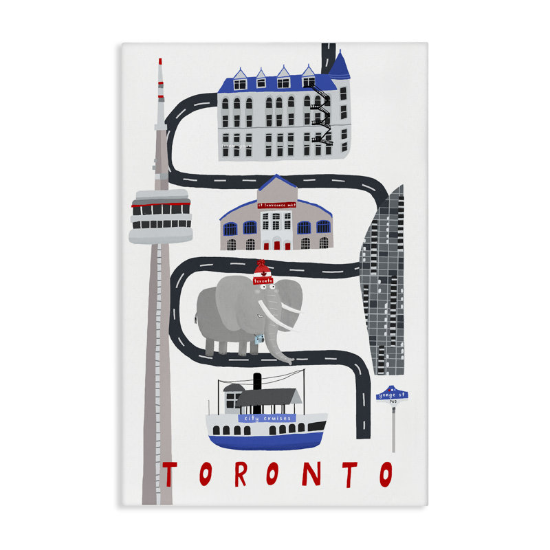 Toronto Toronto, ville de voyage fantaisiste, design par Carla Daly, H 30 po x l 20 po