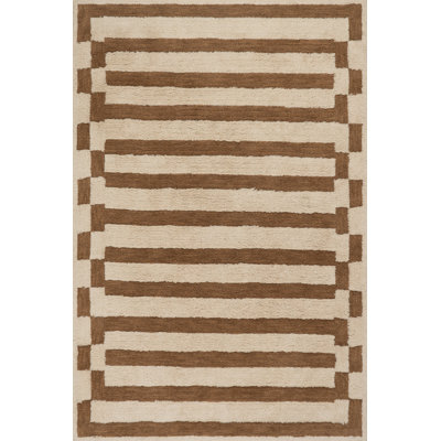 Velaina Washable Hand-Tufted Striped Wool Rug
