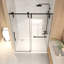 Porte de douche coulissante sans cadre H 50 à 54 po x 76 po, verre trempé transparent de 5/16 po (8 mm), cadre en acier inoxydable, noir mat-130135032
