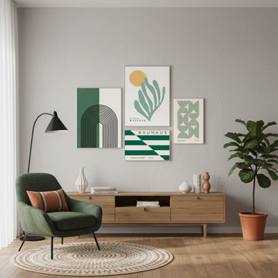 Ensemble de 4 décorations murales en MDF de style Mid-Century Bauhaus & Matisse