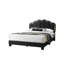 Lit double en tissu de laine gris anthracite