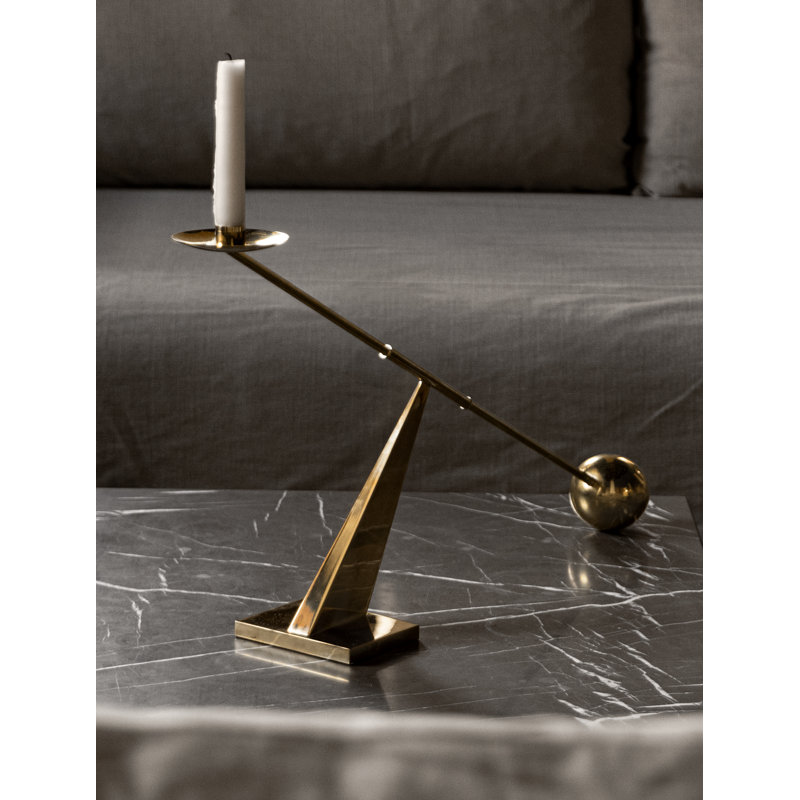 Interconnect Candlestick, Brushed Brass, 16.3" H x 27.6" W x 5.1" D