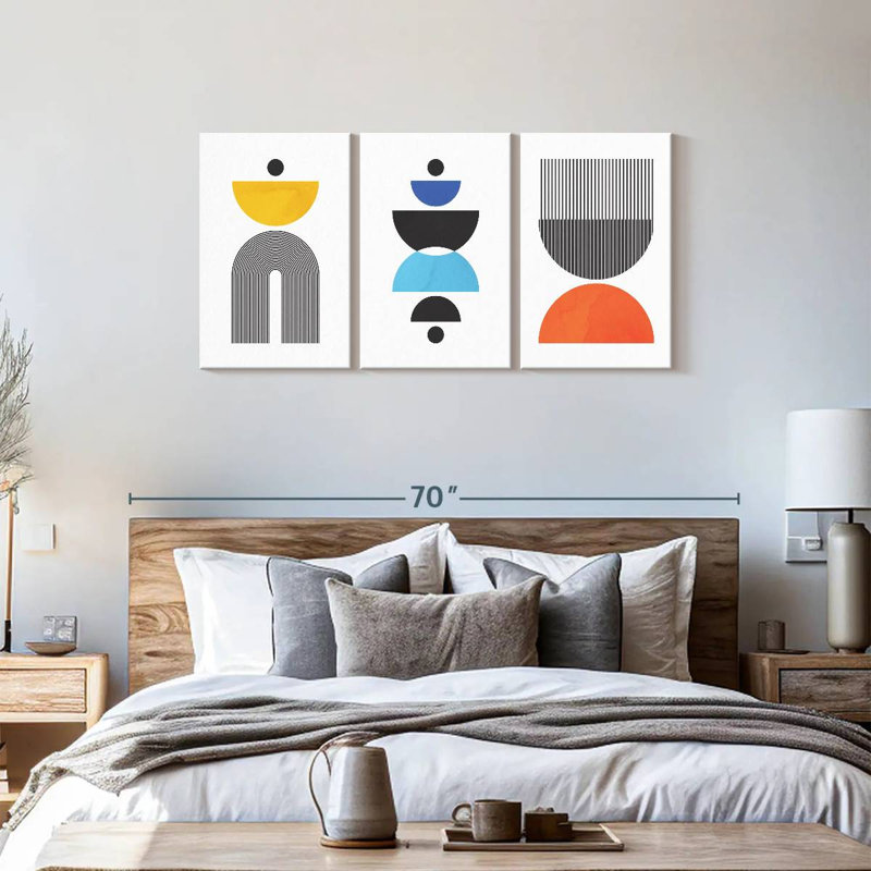 Multicolored Geometric Abstract V Multi Piece Canvas Print, 27" H x 56" W x 1.25" D