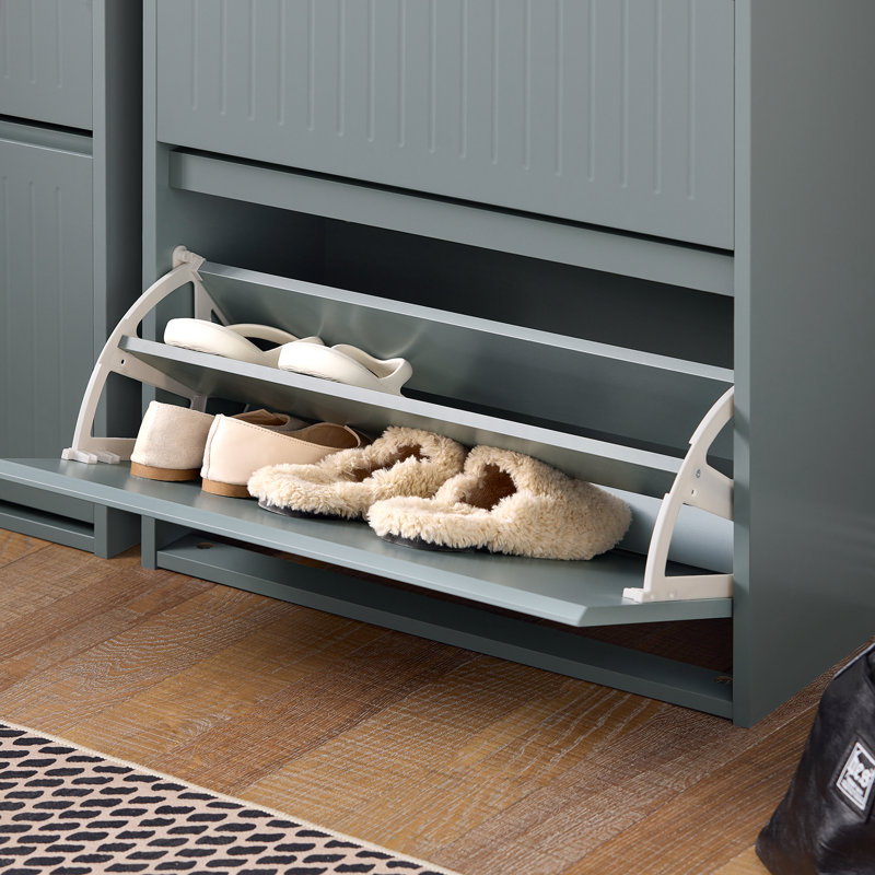 Shoe Storage Cabinet, Grey/Brown/Blue, 3