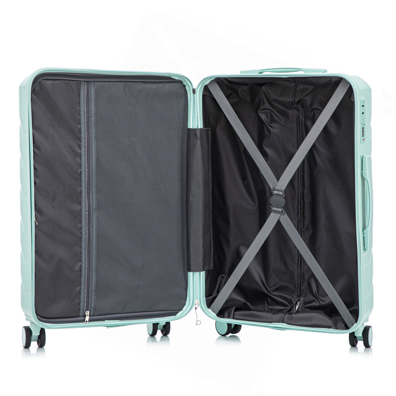 Grand bagage à carreaux en plastique dur 28 pouces ABS - Surface résistante aux égratignures Quatre roues multidirectionnelles, avec serrure à combinaison et crochets latéraux.