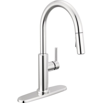 Robinet de cuisine chromé Nicoli avec douchette rétractable, robinet d'évier de cuisine monotrou moderne, poignée simple, chrome