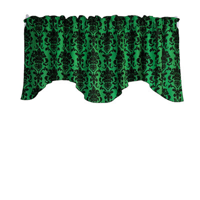 Poplin Damask Floral Scalloped Wave Window Valance 58" Wide