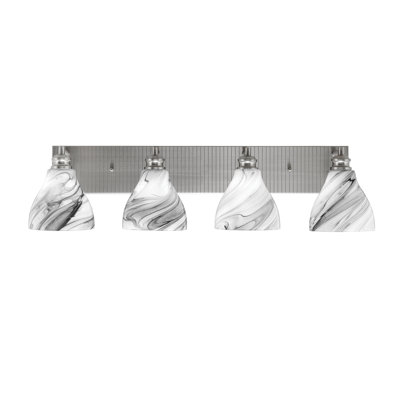 Edge 4 Light Bath Bar Shown In Brushed Nickel Finish With 6.25" Onyx Swirl Glass