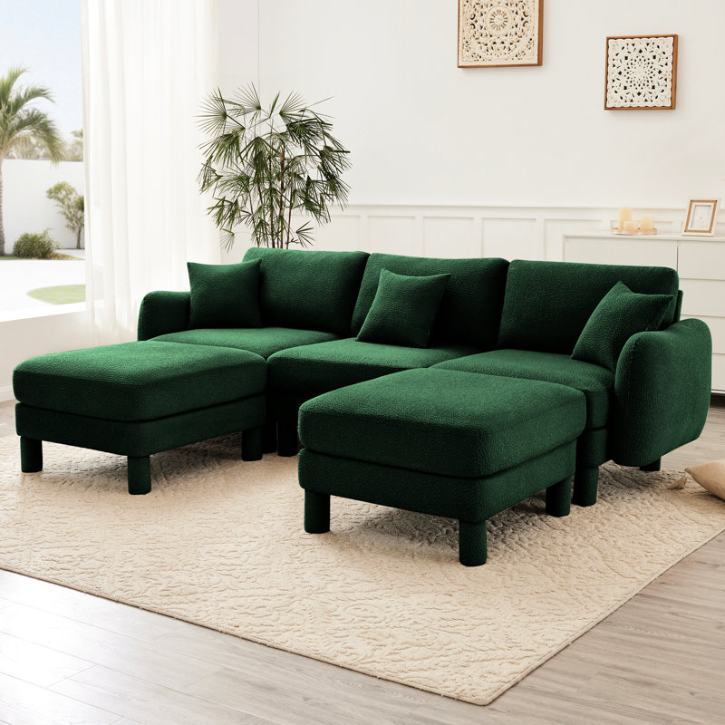 Canapé modulaire en U à 3 boucles avec 2 tabourets distinctifs, 2 repose-pieds et pieds cylindriques, convient aux petites salles de cinéma