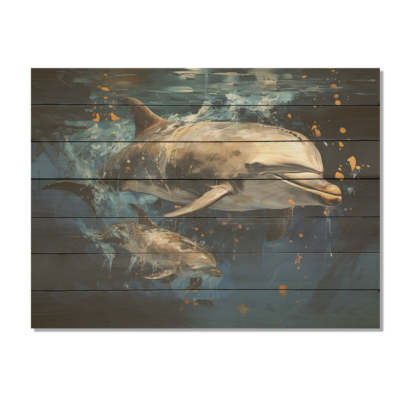 Dauphins dansants - Animaux dauphin sur bois, H 10 po x l 20 po