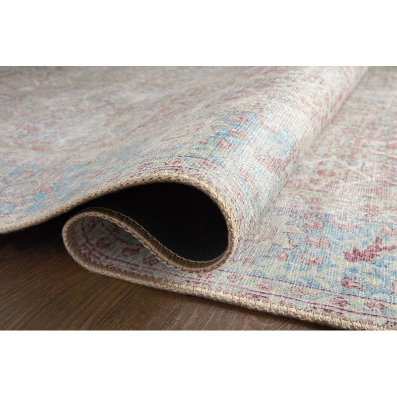 Tapis oriental rouge / ivoire / bleu Georgitte, Rectangle 8 pi 6 po x 11 pi 6 po