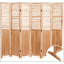 Cloison pliante en bois massif l 82,8 "x H 65" à 6 panneaux, finition de ton naturel pour un décor polyvalent et élégant