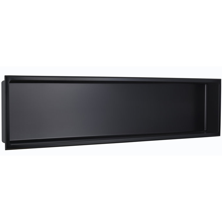 AKDY 12 in. W x 24 in. H x 4 in. D 18-Gauge Stainless Steel Double Shelf Bathroom Shower Wall NICHE in Matte Black