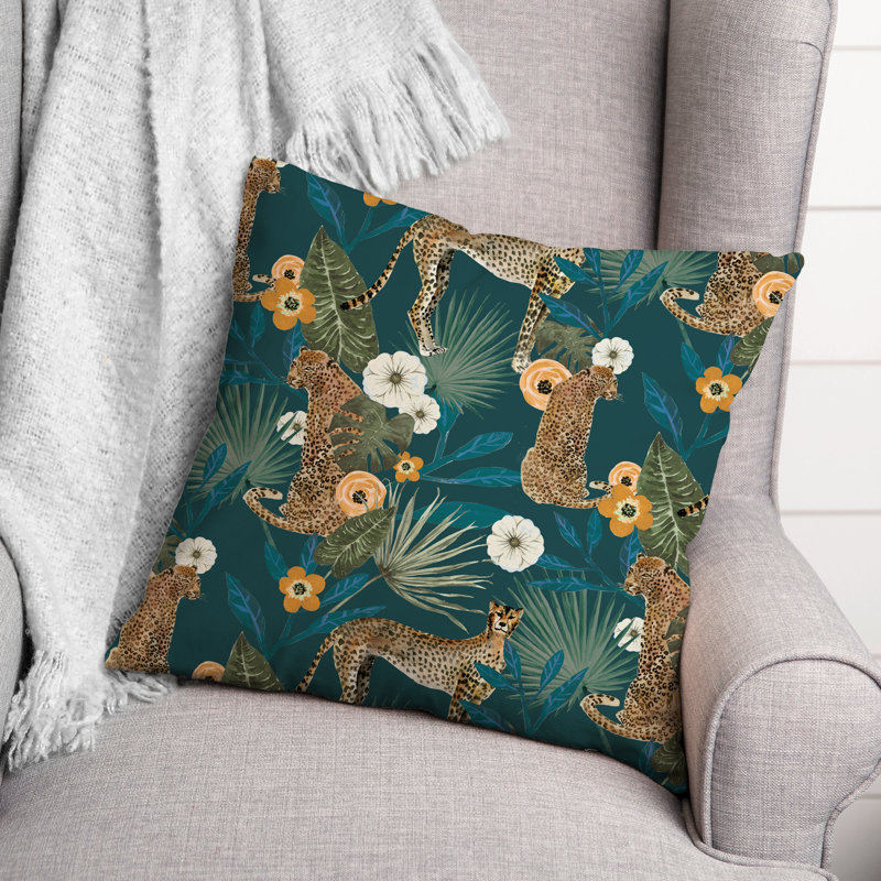  Coussin Floral, Bleu sarcelle