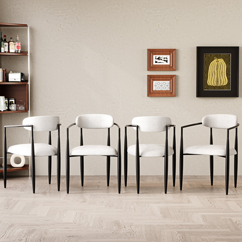 Clivia Fabric Upholstered Back Armchair Dining Chairs, Beige, Black