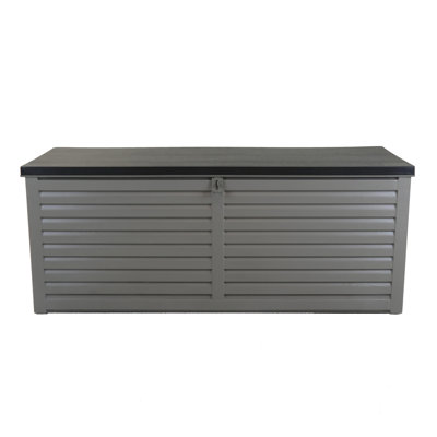 Charles Bentley 143.5cm W 390L Water Resistant Plastic Lockable Deck Box in Grey/Black