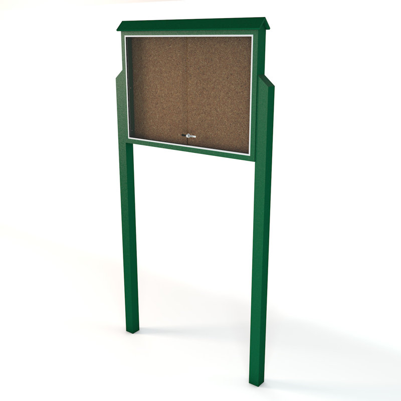Recycled Plastic Message Centre One Side Two Posts, Green