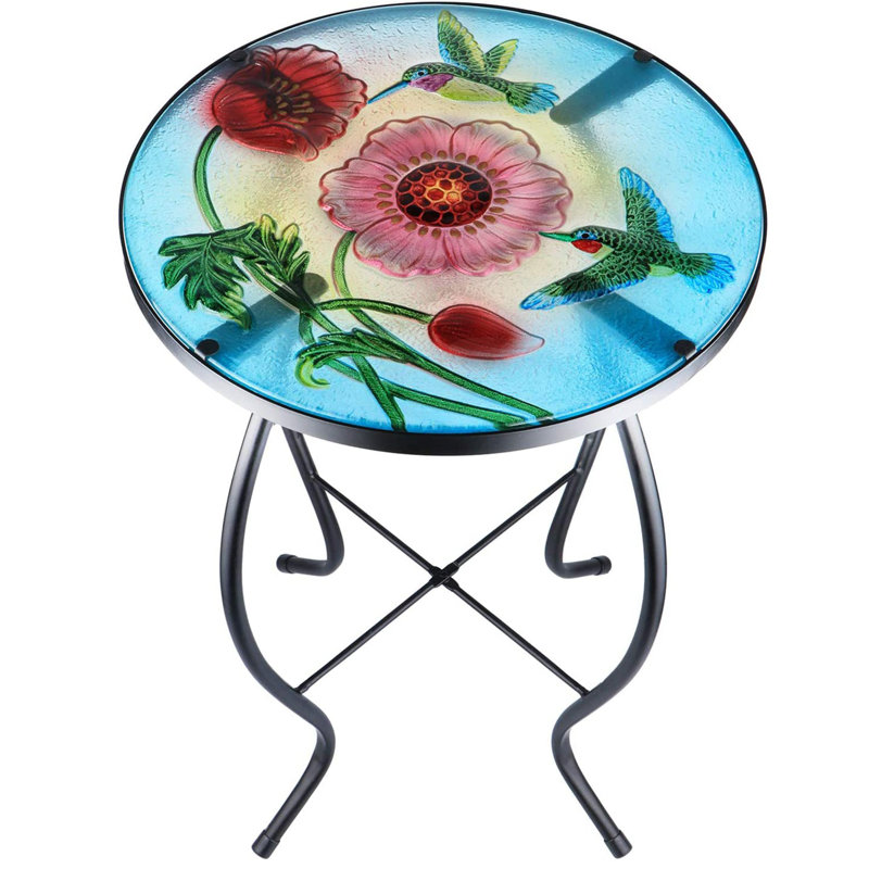 Round Metal Outdoor Side Table , 14.02'' in. W 14'' in. D