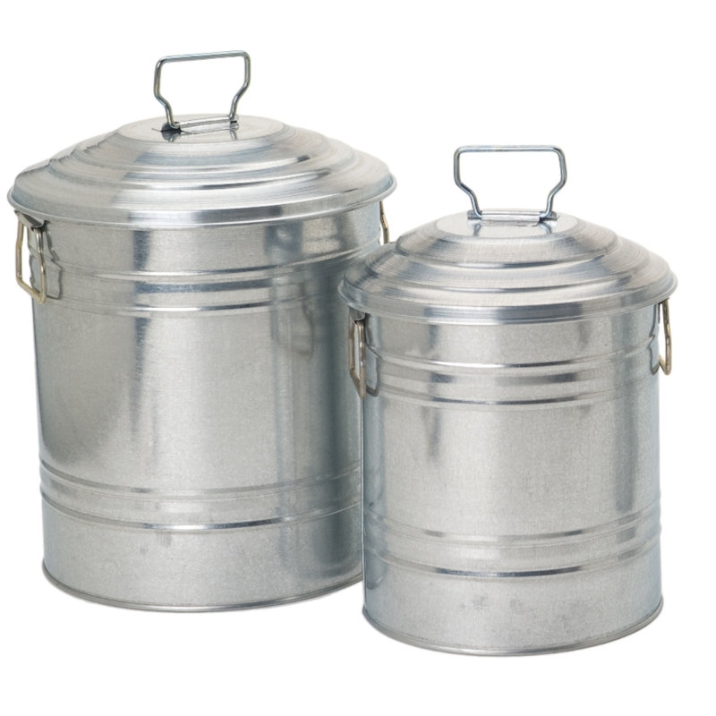 2 Piece Enameled Galvanized Steel Bucket Set, Glaze Blue