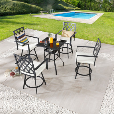 Akshith 4- Person 27.6" Long Bar Height Dining Set with Cushions