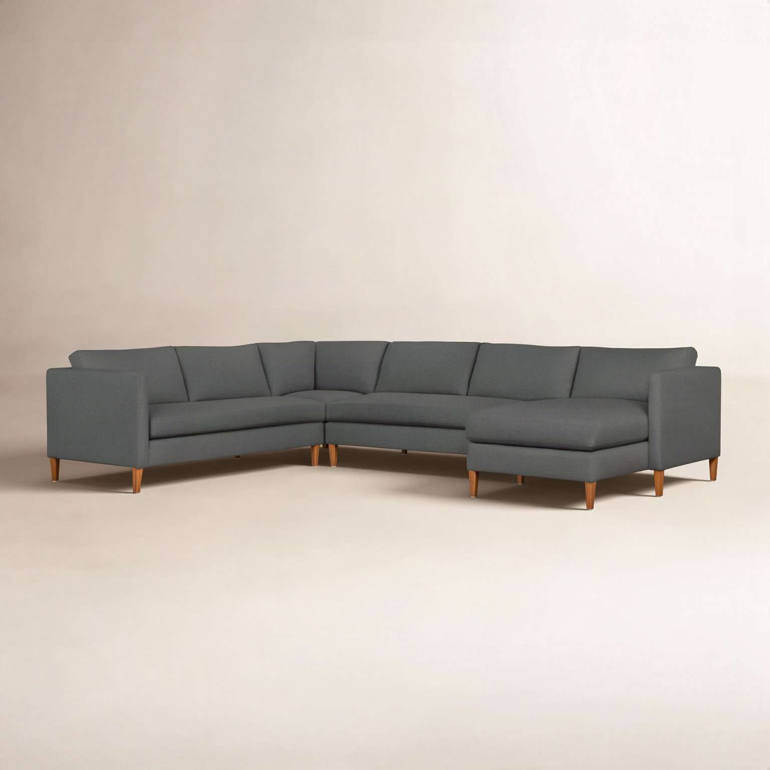 Clifford Chaise Sectional, Davis Smoke Bouclé, Right Hand Facing