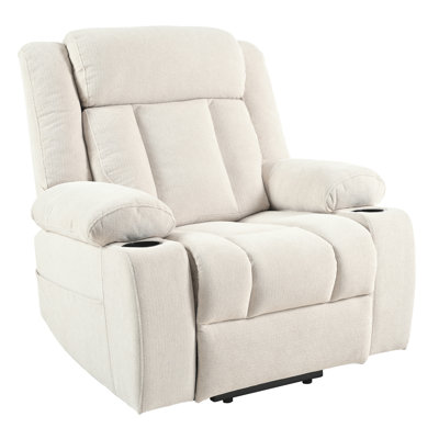 Power Lift Recliner Chair for Elderly,Fabric Lift Chairs for Living Room w/ Extended Footrest,Classic Single Sofa,Home Theater Seat with 2 Cup Holders by Latitude Run