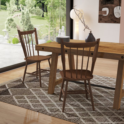 Chaises de salle à manger de style Mid-Century en bois massif de style Windsor avec dossier à lattes pour la cuisine et la salle à manger