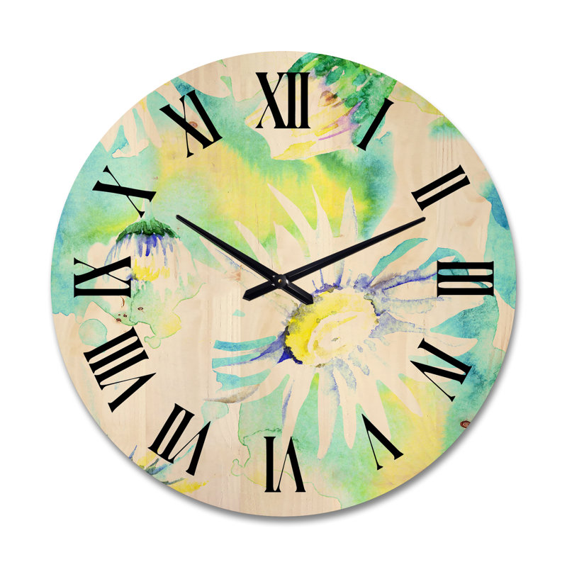 Horloge murale Daisy Flowers Aquarelle Impression II, Grand