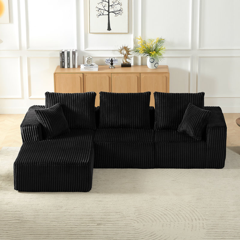 Canapé modulaire modulaire, Noir, Orienté à droite