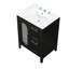 Meuble-lavabo de 24 po avec lavabo, bois massif et construction, noir, deux tiroirs, porte, tablette réglable, conception autoportante en verre céramique, style moderne, grand rangement en caoutchouc noir de 24 po, armoire