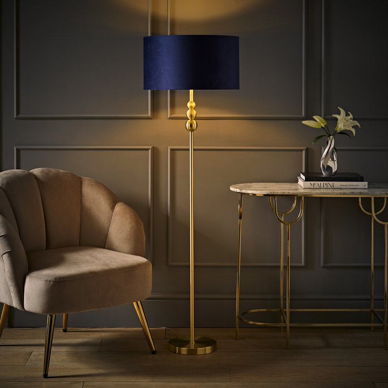 Aaiza 145cm Traditional Floor Lamp, Mirrored, No, Blue/Gold
