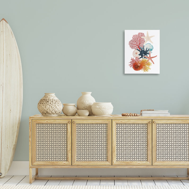 Toile corail et créatures sous-marines, design par Ramona Murdock, H 20 po x l 16 po