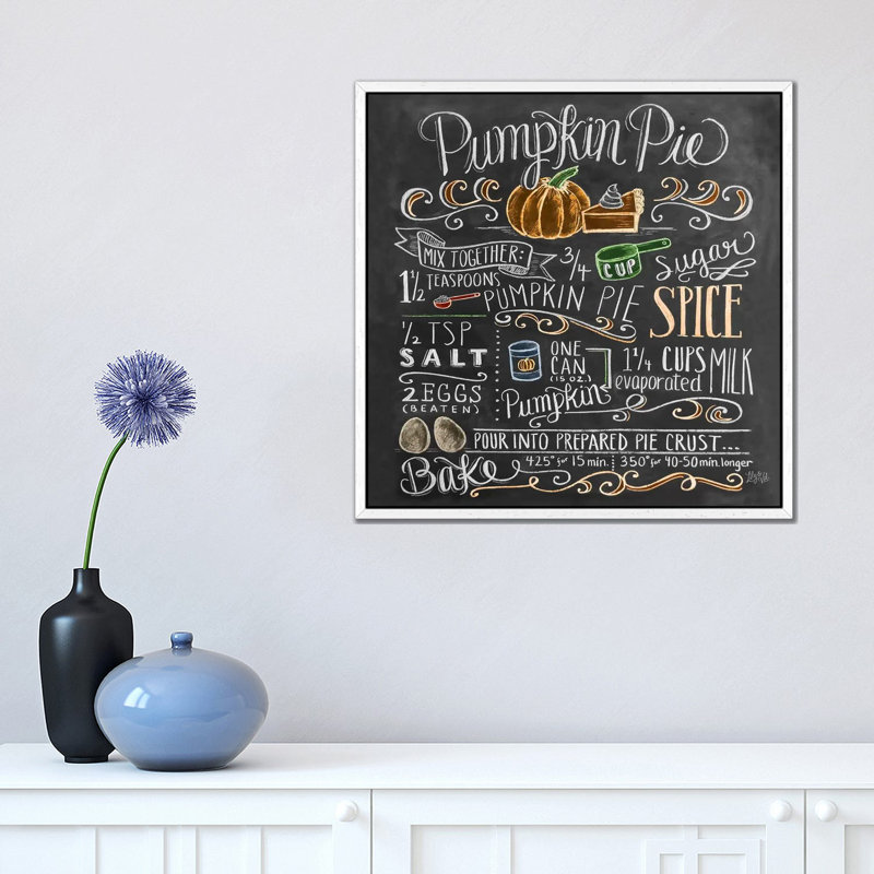 Pumpkin Pie Recipe - Print on Canvas, White Floater Framed, 45.72cm H x 45.72cm W x 3.81cm D