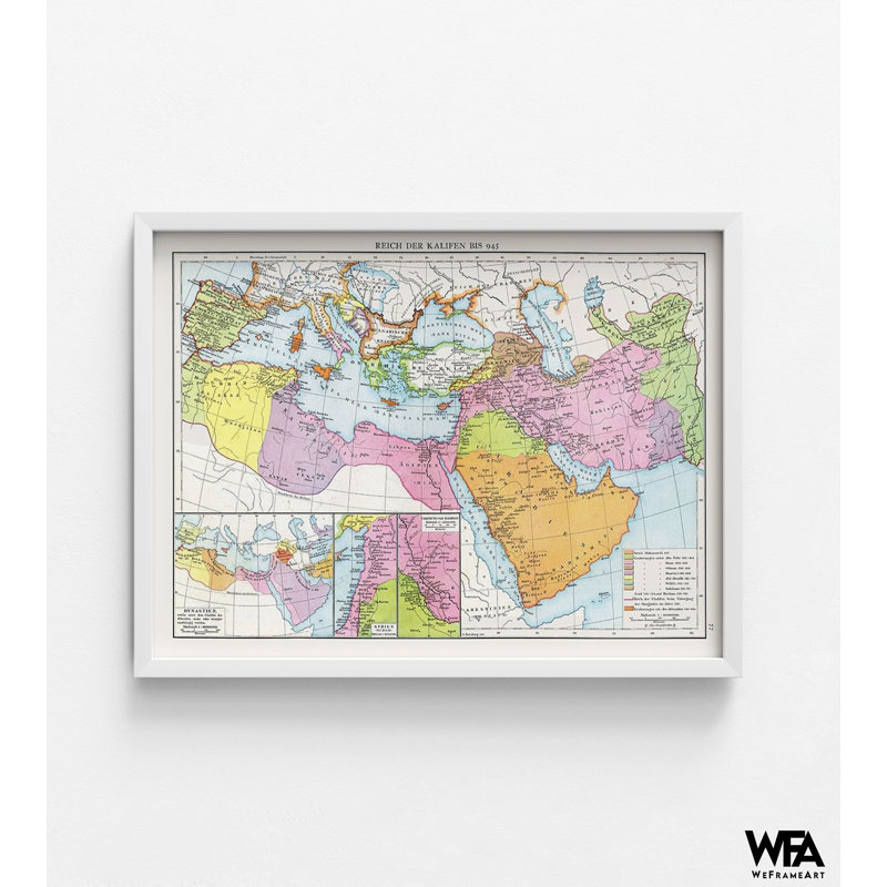 Middle East Caliphate To 945 - Droysen 1886, Colourful Historical Kids Study Room Decor, Multicolor Middle School Classroom Decor