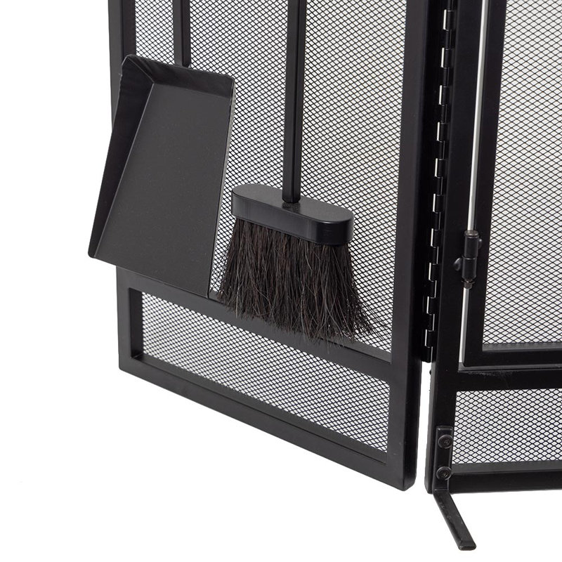 Kern River Three-Panel Mesh Fireplace Screen with Tool Set