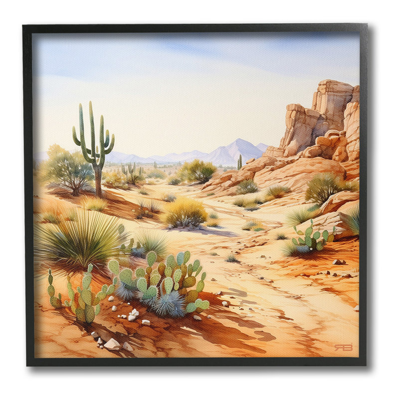 «Scenic Desert Plateau», estampe numérique encadrée par RB, Giclée encadrée noir minuit, H 17 po x l 17 po