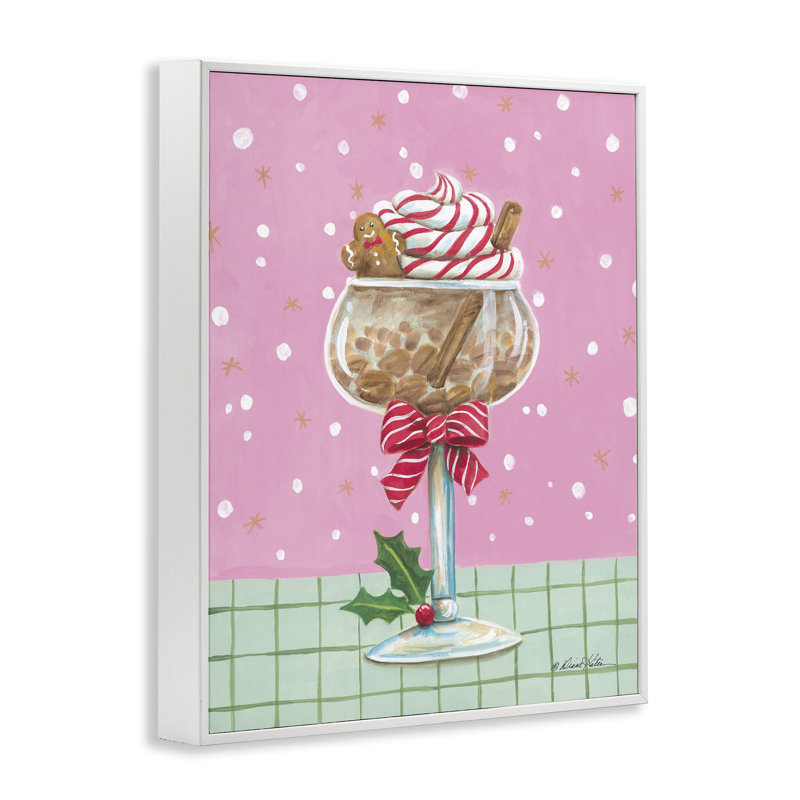 Giclée festive encadrée en pain d'épice, design par Diane Kater, H 14 po x l 11 po