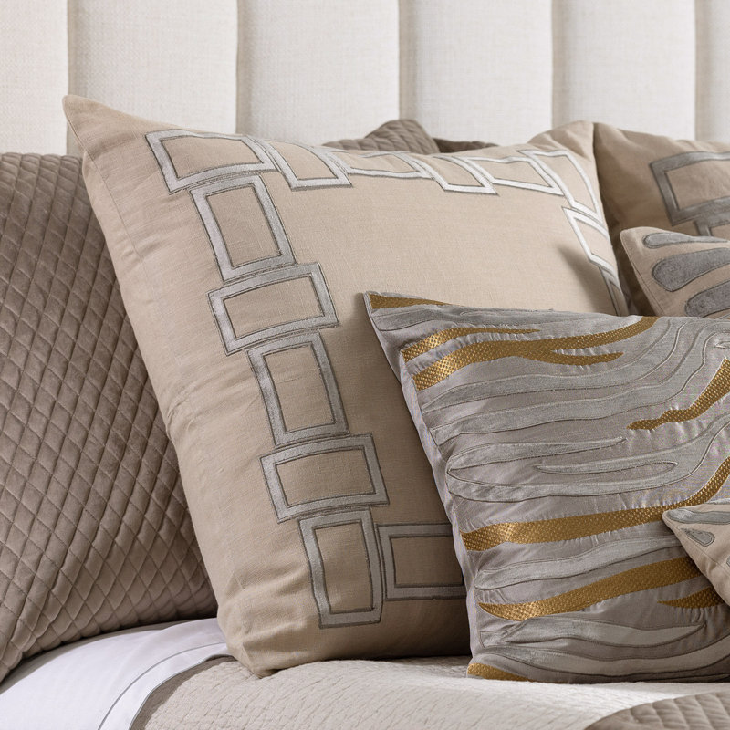 Peru Linen Square Pillow Cover & Insert, Dark Sand/Platinum