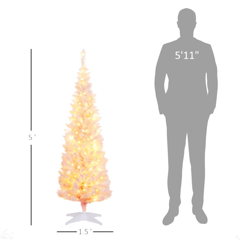 Pre-Lit Slim Noble Fir Artificial Christmas Tree With LED Lights And Tips