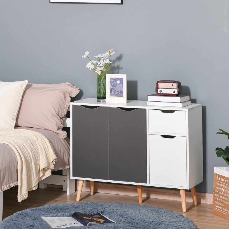 Antero 90cm Sideboard, White/Grey