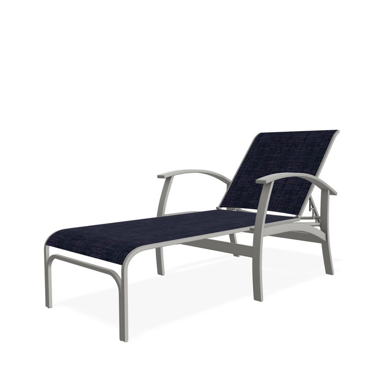 Chaise longue à quatre positions avec accoudoirs Belle Isle, Bleu marine Moments, Neige