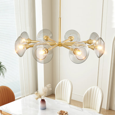 Lustre spoutnik moderne 36 lumières dorées 36 "avec abat-jour en verre transparent, luminaire suspendu Mid-Century pour salle à manger, salon ou cuisine (ampoule non incluse)