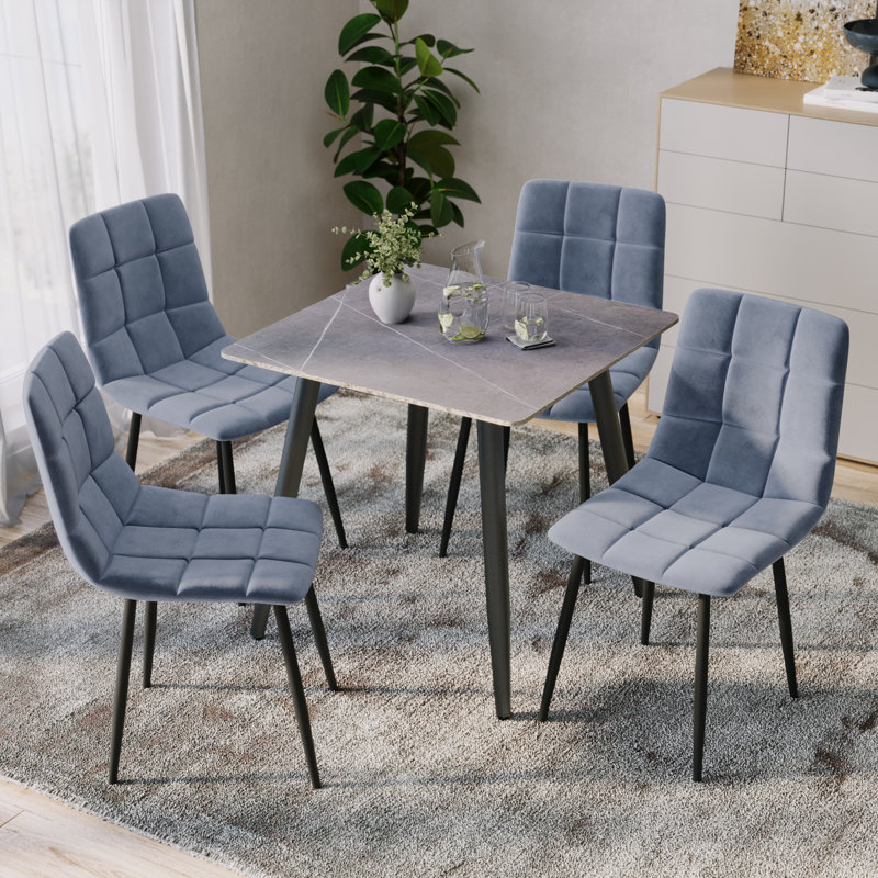 Curtice 4 - Person Dining Set, Grey, Blue