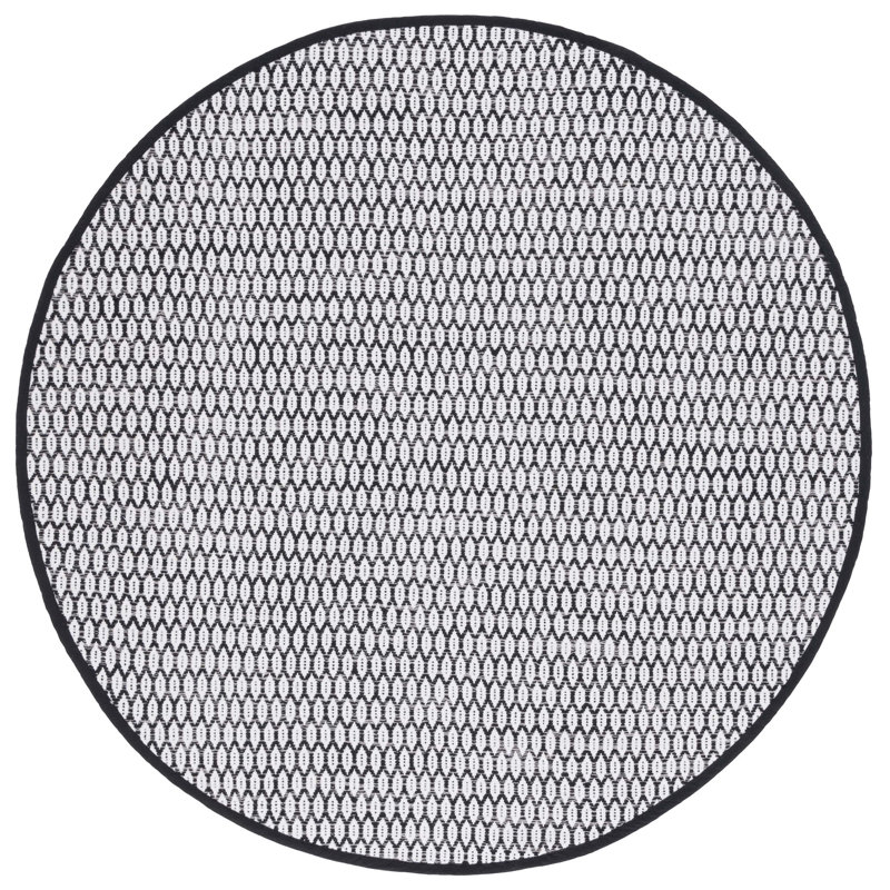 Modena Handwoven Cotton Geometric Area Rug , Round 6'