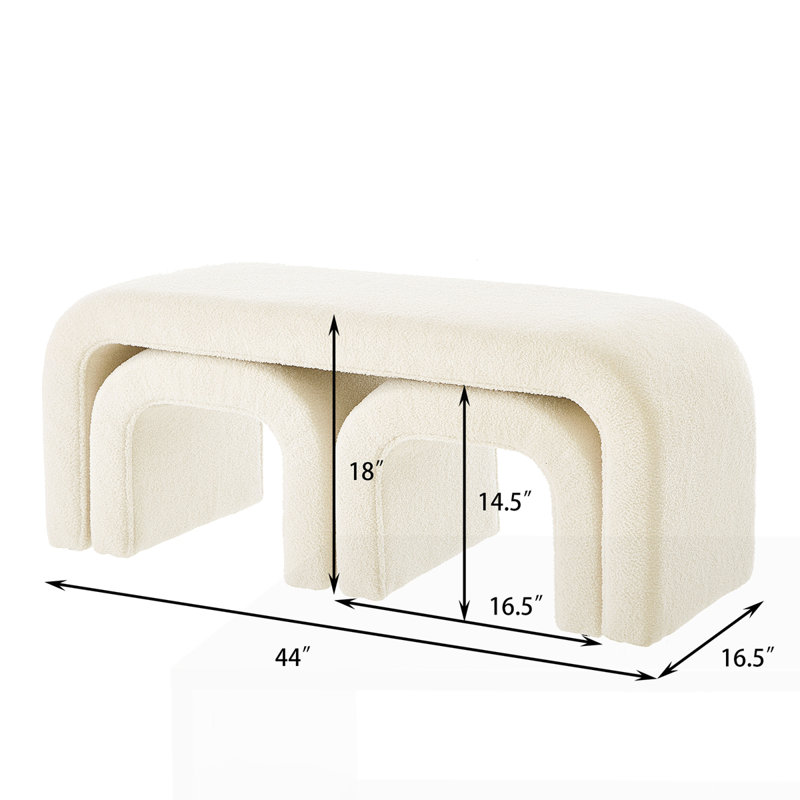 Ensemble de 3 bancs en U modernes, Crème, crème