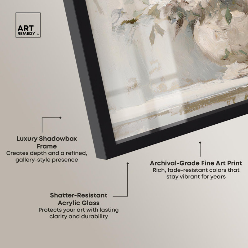 «Room Flowers I Botanical Art Shadowbox» par Art Remedy, H 13 po x l 13 po, Noir