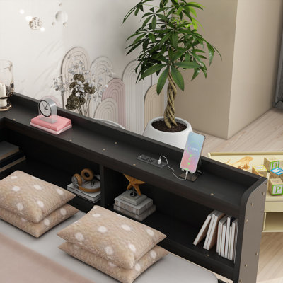Full Size L-shaped Bookcases Bed