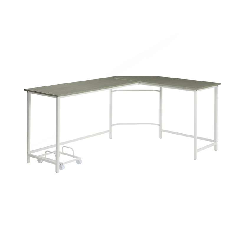L-Shape Rectangular Computer Desk, Gray And White