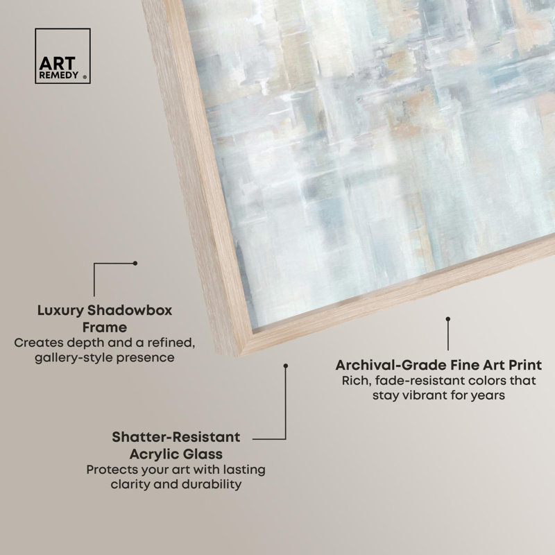 «Grey Abstract City Shadowbox Print» par Art Remedy, H 46 po x l 31 po, Crème, crème