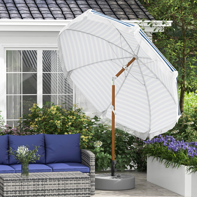 Parasol à rayures bleues 7 X Ft